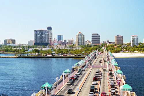 Visit St. Petersburg, FL: Known for its sunny weather, vibrant arts scene, beautiful beaches, and the famous Salvador Dalí Museum. St. Petersburg, FL-min